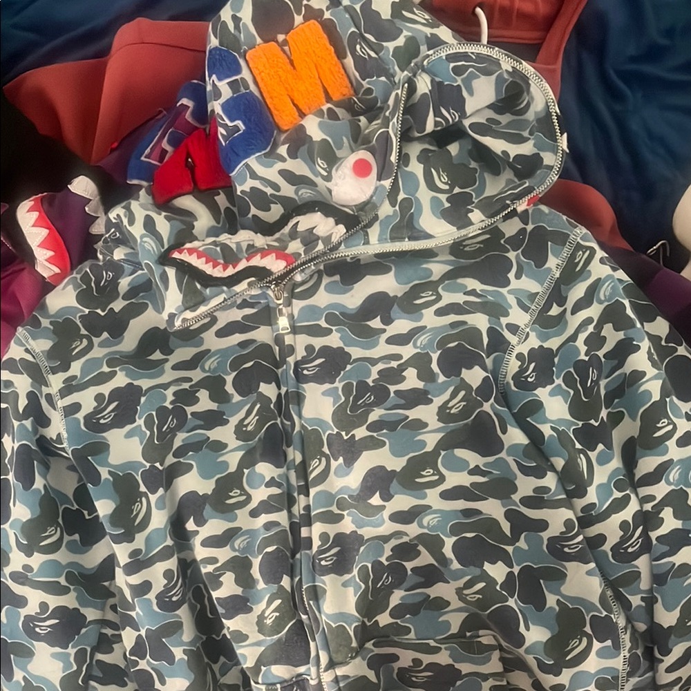 BAPE Blue Camo Shark Full Zip Hoodie
